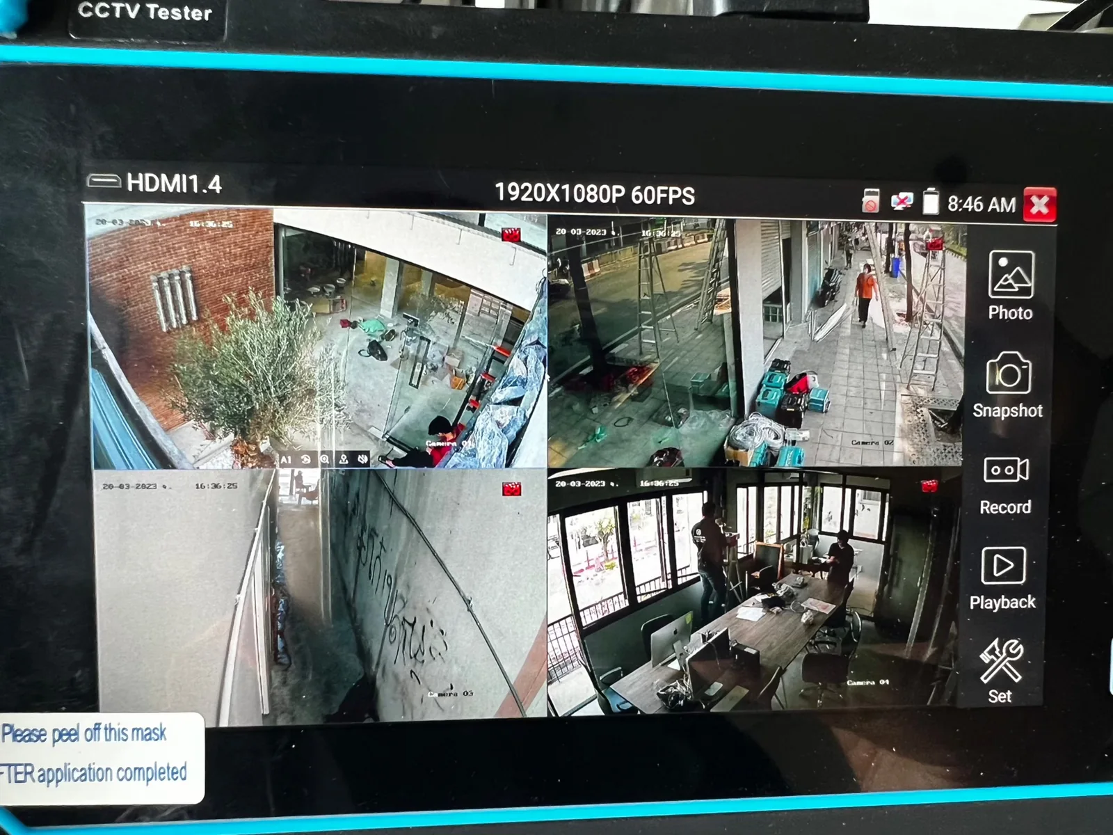 หน้าจอแสดงผลกล้องวงจรปิดจากระบบที่ติดตั้งจริง